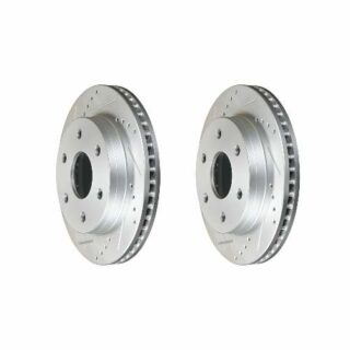Front Cross Drilled Slotted Coated Performance Brake Rotor Set of 2