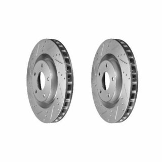 Front Cross Drilled Slotted Coated Performance Brake Rotor Set of 2
