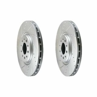 Front Cross Drilled Slotted Coated Performance Brake Rotor Set of 2