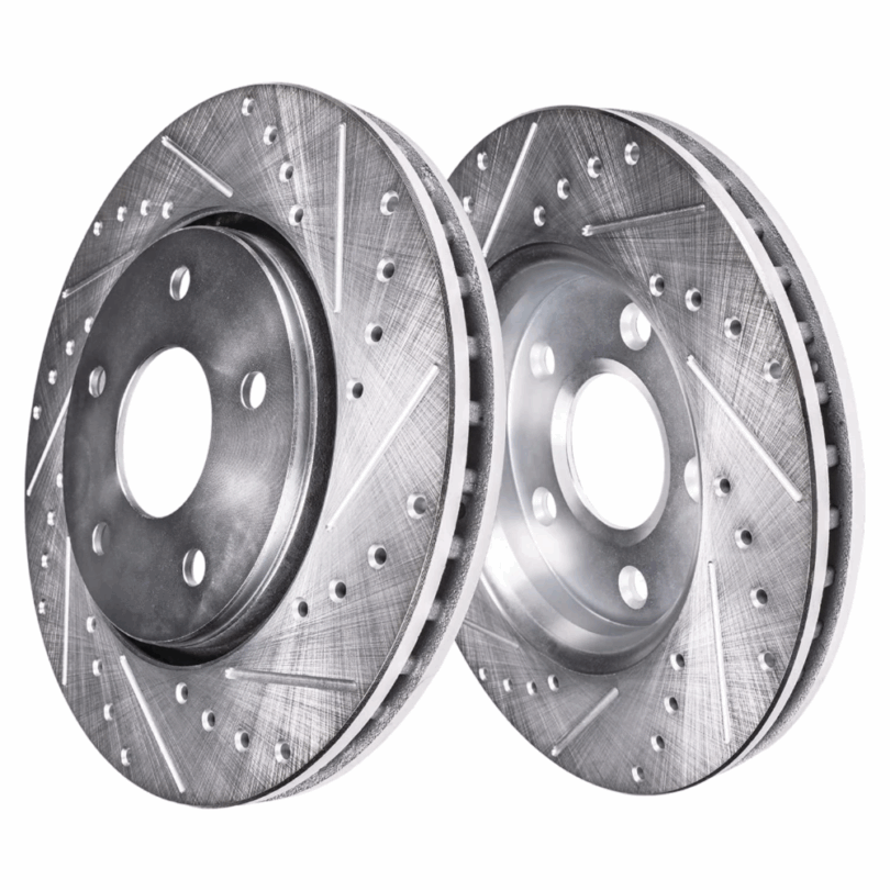 Front Cross Drilled Slotted Coated Performance Brake Rotor Set of 2