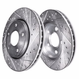 Front Cross Drilled Slotted Coated Performance Brake Rotor Set of 2