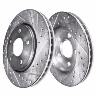 Front Cross Drilled Slotted Coated Performance Brake Rotor Set of 2
