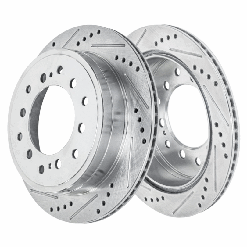 Rear Cross Drilled Slotted Coated Performance Brake Rotor Set of 2