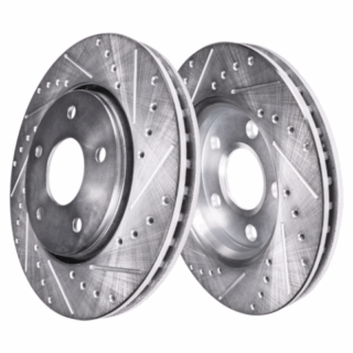 Front Cross Drilled Slotted Coated Performance Brake Rotor Set of 2