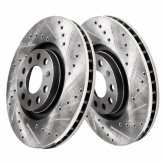 Front Cross Drilled Slotted Coated Performance Brake Rotor Set of 2