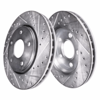 Front Cross Drilled Slotted Coated Performance Brake Rotor Set of 2