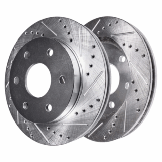 Front Cross Drilled Slotted Coated Performance Brake Rotor Set of 2