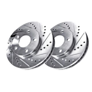 Front Cross Drilled Slotted Coated Performance Brake Rotor Set of 2