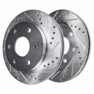 Rear Cross Drilled Slotted Coated Performance Brake Rotor Set of 2