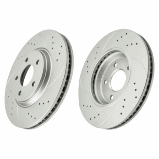 Front Cross Drilled Slotted Coated Performance Brake Rotor Set of 2