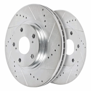 Front Cross Drilled Slotted Coated Performance Brake Rotor Set of 2