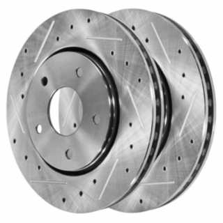 Front Cross Drilled Slotted Coated Performance Brake Rotor Set of 2