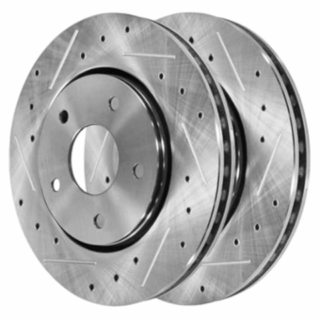 Front Cross Drilled Slotted Coated Performance Brake Rotor Set of 2