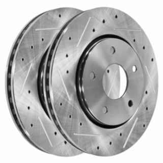 Front Cross Drilled Slotted Coated Performance Brake Rotor Set of 2